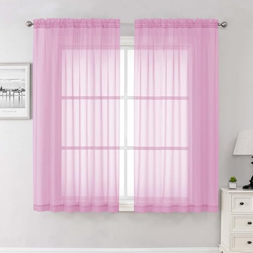 Light Pink Sheer Curtains 63 Inch Length 2 Pcs (Light Pink / 59"W x 63"L (Pack of 2))