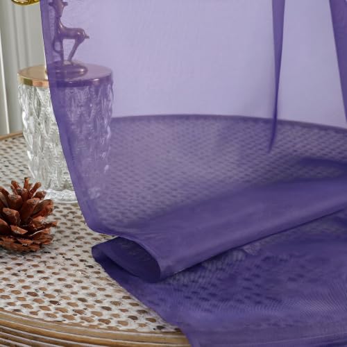 Purple Sheer Curtains 84 Inches Long 2 Panels Set (Purple / 59"W x 84"L (Pack of 2))