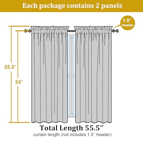 Lemon Sheer Curtains for Bedroom Living Room 54 Inch Length 2 Panels Set (Lemon Yellow / 42"W x 54"L (Pack of 2))