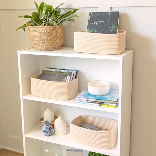 13.5”x8.5”x5.5” Storage Baskets for Shelves 3 Pack (Beige / 13.5" x 8.5" x 5.5")