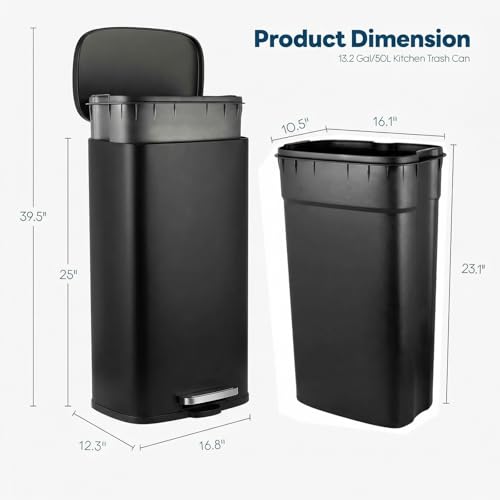 13.2 Gal Kitchen Trash Can (Black / 13.2 Gal)