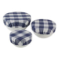 Reusable Cloth Bowl Cover Collection Machine Washable (Farmhouse Plaid, French Blue / 10.25"/8.25"/7.5" Diameter)