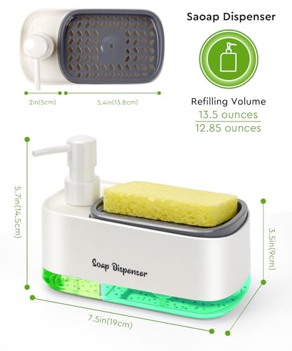 Hand and Dish Soap Dispenser Set for Kitchen (White)