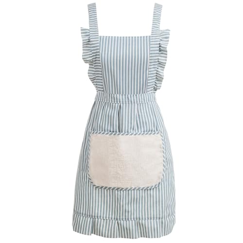 Cute Cotton Apron for Women (Medium / Blue)