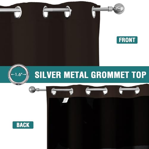 100% Blackout Curtains for Bedroom 2 Panels Set with Black Liner (52"W x 54"L (Pack of 2) / Brown)