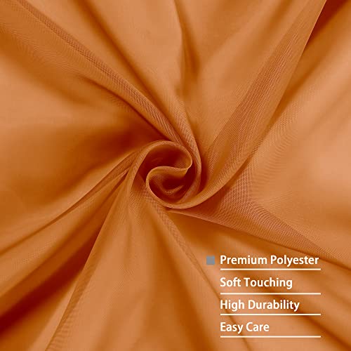 Sheer Curtains 63 inch Length 2 Panels Set (Orange / 42"W x 63"L (Pack of 2))