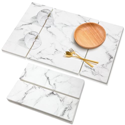 Large Stone Drying Mat for Kitchen Counter (White / 24" x 16")