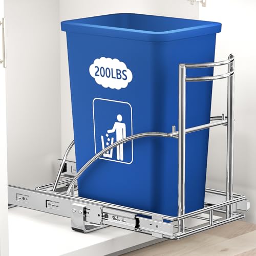 Under Sink Trash Can Pull Out Trash Hidden for 30 (Metallic Silver)