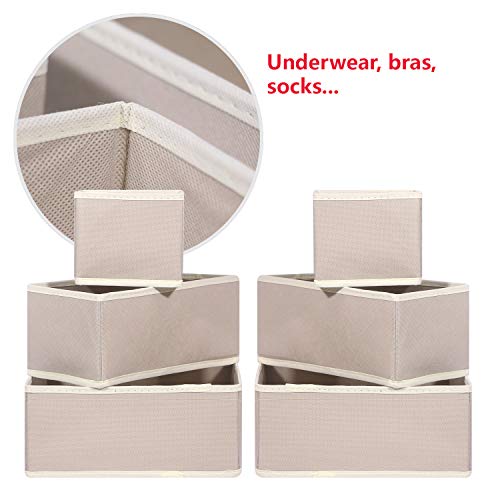 12 Pack Foldable Cloth Storage Box Closet Dresser Drawer Organizer Fabric Baskets Bins Containers Divider for Clothes Underwear Bras Socks Lingerie Clothing