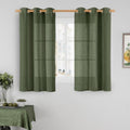 54 Inch Length Sheer Linen Curtains for Windows 2 Panels Set (34"W x 54"L (Pack of 2) / Olive Green)