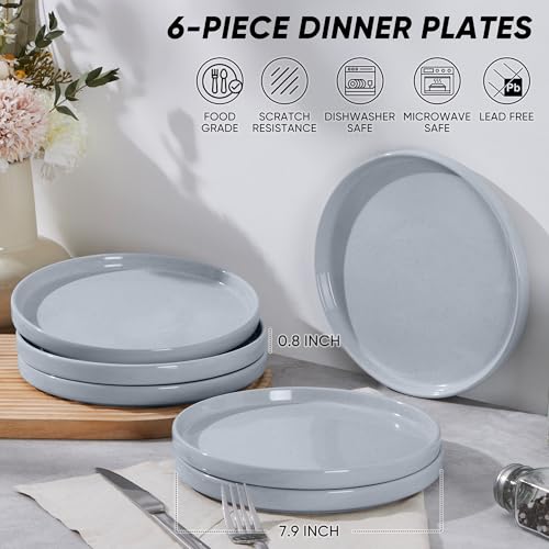 7.9 Inch Ceramic Dinner Plates (Haze Gray / 7.9'')