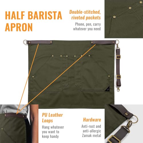 Half Barista Apron (Half Apron Green)