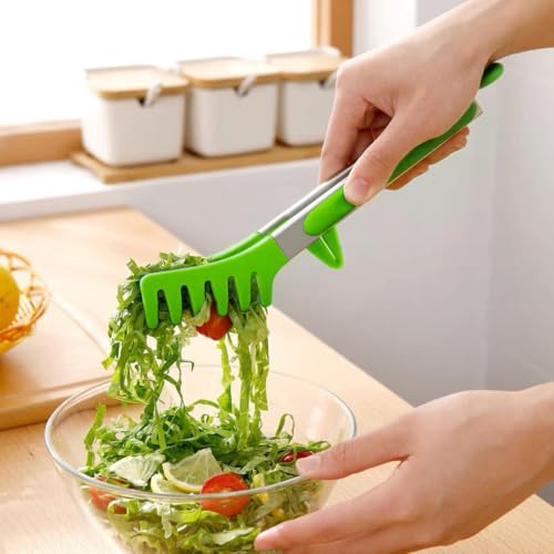 9" Kitchen Tongs for cooking with Silicone Tips (9 Inch / Light Green)