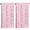 2 Pack Easter Hand Towels Pink Rabbit Cotton Bathroom Towel Decorative Absorbent Bath Towel for Drying Cleaning Cooking (Pink Rabbit / 13.7'' x 29.5'')