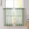 Sage Short Sheer Drapes Half Window Curtains for Bathroom Small Windows (Sage Green / 42"W x 36"L (Pack of 2))