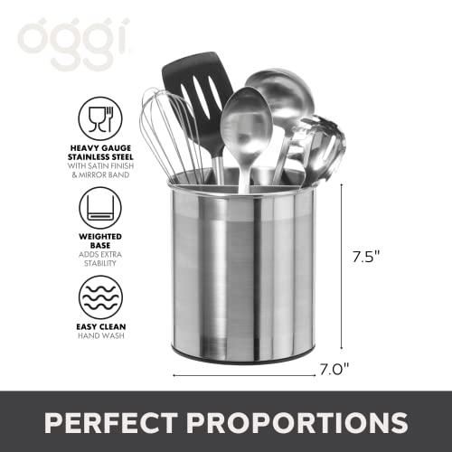 Jumbo Stainless Steel Rotating Utensil Holder with Removable Divider