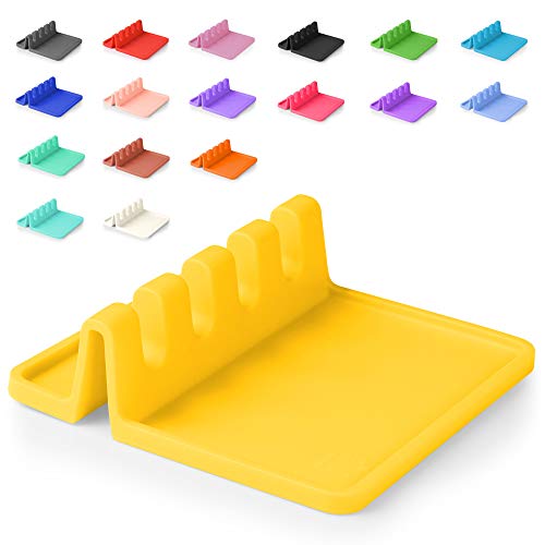 Silicone Utensil Rest with Drip Pad for Multiple Utensils (Medium / Lemon Yellow)