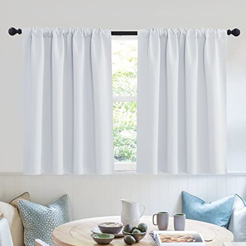 Short Curtains for Small Window Kitchen Bathroom Cafe RV Camper (Greyish White / 52"W x 36"L (Pack of 2))