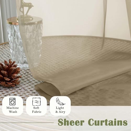 Taupe Sheer Curtains 108 Inches Long 2 Panels (Taupe / 59"W x 108"L (Pack of 2))