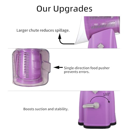 Upgrade Rotary Cheese Grater Shredder with Handle (Purple)