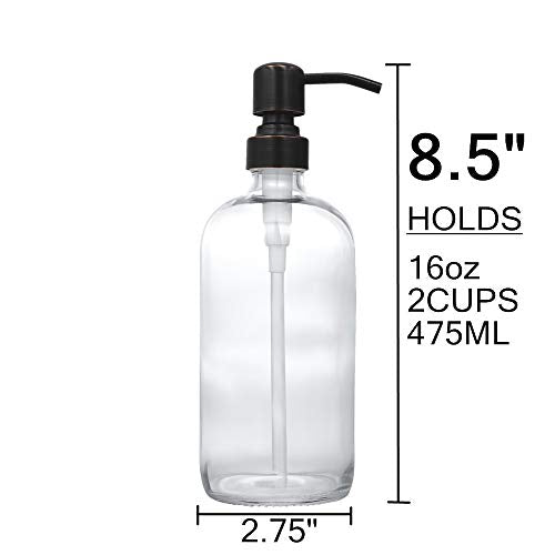 2 Pack Thick Clear Glass Boston Round Bottles (Black and Clear)