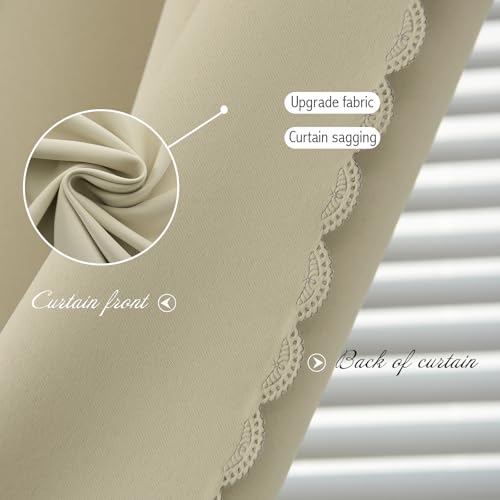 Blackout Curtains with Self Adhesive Tape No Rod No Drill Easy Install Window Cover for Bedroom Kitchen Dorm 34" W X 71" L Beige 1 Panel (34"W x 71"L (Pack of 1) / Beige)