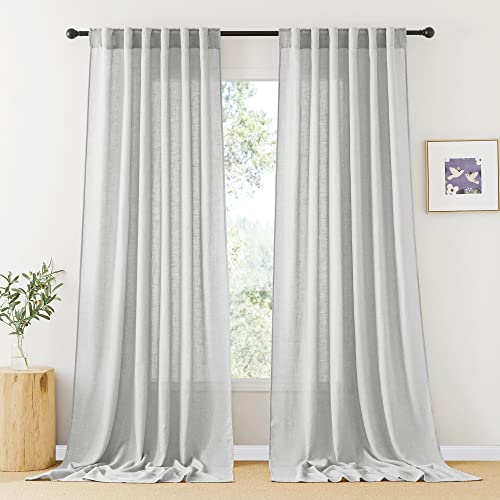 Sheer Curtains 102 inches (Dove Grey / 52"W x 102"L (Pack of 2))