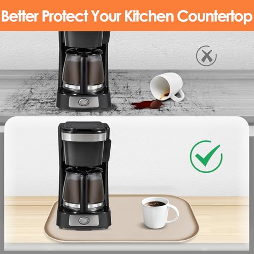 Silicone Coffee Maker Mat with Lip for Countertops (Khaki / 17.4'' x 10.6'')