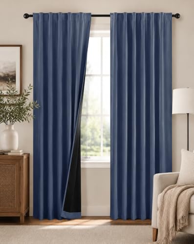100% Blackout Curtains for Bedroom (100% Blackout-blue Haze / 52"W x 96"L (Pack of 2))