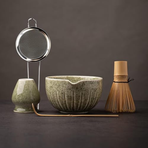 Matcha Set Match Bowl and Whisk (Mottled Green)