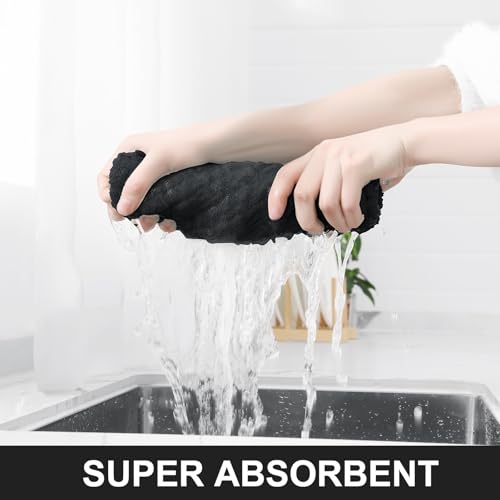 Large Premium Cotton Kitchen Towels 16"x 28" (Black / 16" X 28" - 8 Pack)