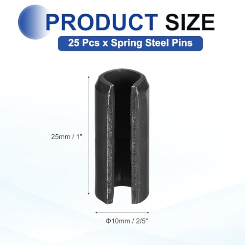 25Pcs Slotted Split Roll Pins 2 (2/5 Inch(10mm) Dia. 1 Inch(25mm) Length)