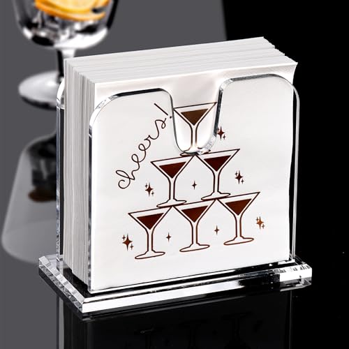 Acrylic Cocktail Napkin Holder for Table (5.75" x 5" x 2.87")