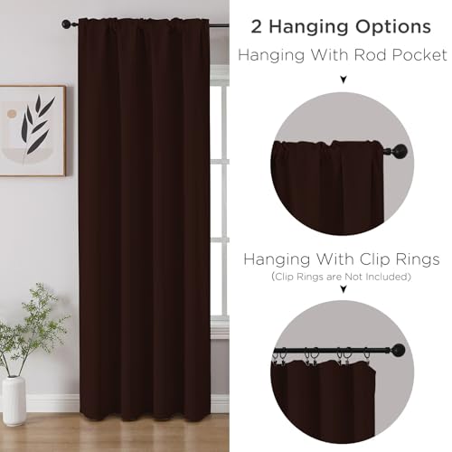 Blackout Curtains 108 inch Length 2 Panels Set (Chocolate / 52"W x 108"L (Pack of 2))