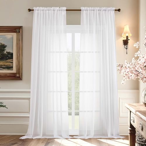 Voile Sheer White Curtains (59"W x 96"L (Pack of 2) / White)