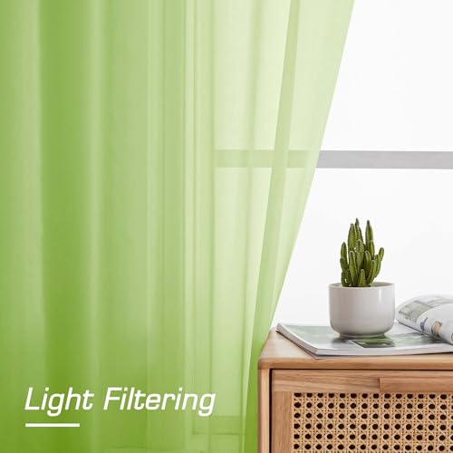 Lime Sheer Curtains 84 Inches Long for 2 Panels Set (Lime Green / 42"W x 84"L (Pack of 2))