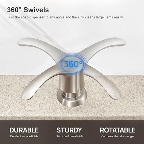 Kitchen Sink Soap Dispenser with 17 Ounce Large Bottle (Brushed Nickel / with Bottle)
