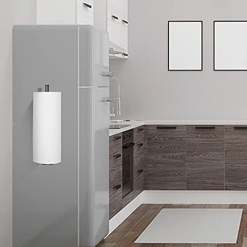 Paper Towel Holders Magnetic Steel Black Towel Roll Holders with Strong Magnetic Backing (12.1 inch / Black)