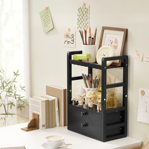 Bamboo Bathroom Counter Organizer (Black)