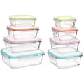 8 Pack Glass Food Storage Containers with Airtight Lids (Multi-colors)