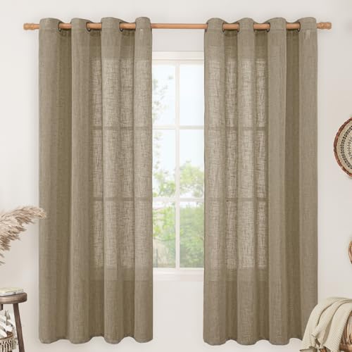 Taupe Linen Curtains 72 Inch Length for Bedroom 2 Panels (52"W x 72"L (Pack of 2) / Taupe)