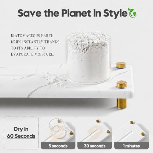 White Marble Pattern Style Water Absorbing Stone Sink Caddy (10"x 4" - Marble Pattern - Gold)
