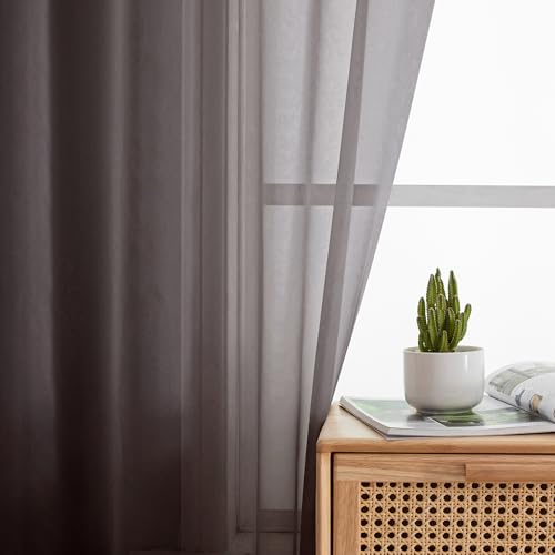 Chocolate Sheer Curtains 84 Inches Long (Chocolate / 42"W x 84"L (Pack of 2))