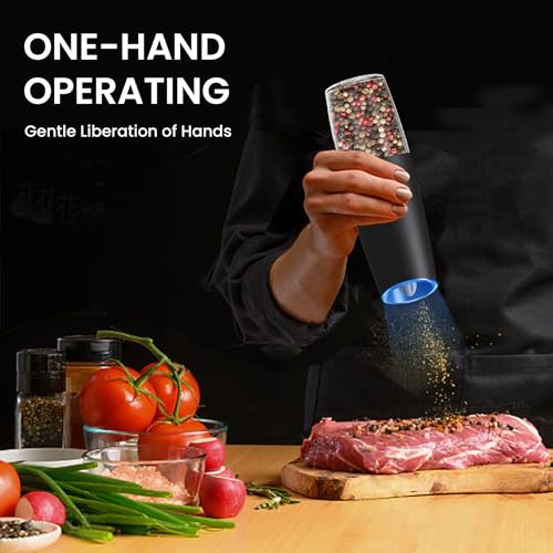 Rechargeable Gravity Salt Pepper Grinder Set (Rechargeable/2pcs/Black)