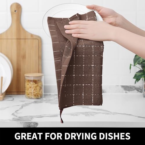 100% Cotton Terry Kitchen Dish Cloths (Brown / 12 X 12 - 6 Pack)