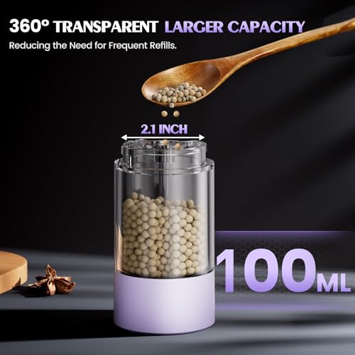 Salt and Pepper Grinder Set Gifts for Women Automatic Battery Purple Pepper Mill Shakers Kitchen Accessories Cooking for Mom (Purple)