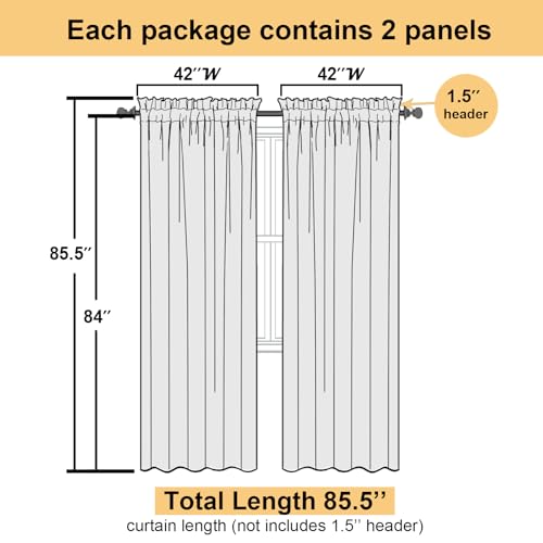 Light Green Sheer Curtains 84 Inches Long 2 Panels Set (Light Green / 42"W x 84"L (Pack of 2))