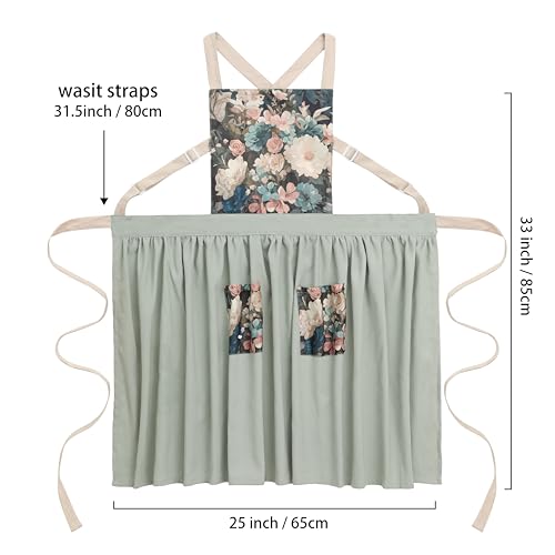 Aprons for Women with Pockets (Sage Green)