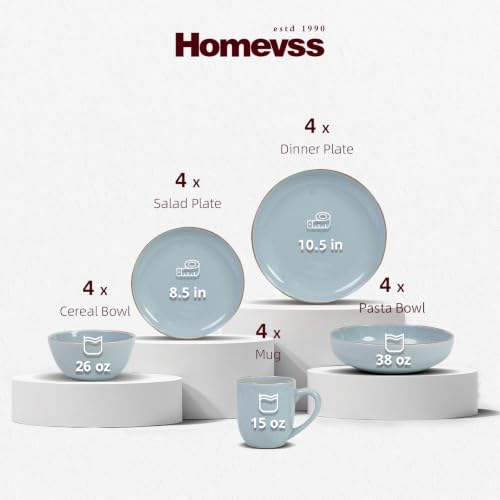 Stoneware Euro (Service for 4 - 20pc Set / Light Blue)
