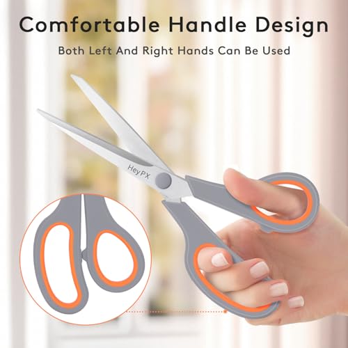 3 Pack 8.5" Stainless Steel Scissors All Purpose for Office School (Magenta /Red/Orange)